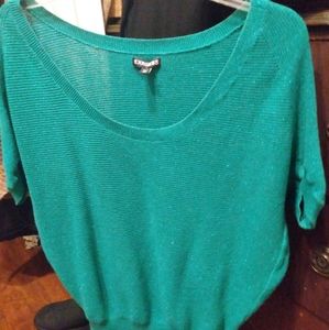 5/$20 Express green glittery short sleeve blouse